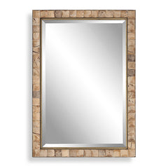Cocos Coconut Shell Gold/Woodtone Mirror - Ornate Home