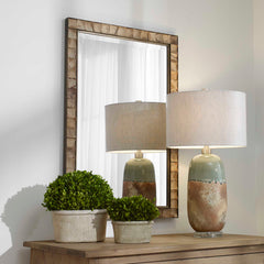 Cocos Coconut Shell Gold/Woodtone Mirror - Ornate Home