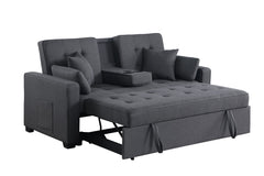 Cody II Dark Gray 70"W Linen Convertible Sleeper Loveseat - Ornate Home