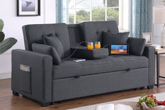 Cody II Dark Gray 70"W Linen Convertible Sleeper Loveseat - Ornate Home