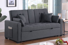 Cody II Dark Gray 70"W Linen Convertible Sleeper Loveseat - Ornate Home