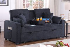 Cody II Dark Gray 70"W Woven Fabric Convertible Sleeper Loveseat - Ornate Home