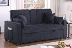 Cody II Dark Gray 70"W Woven Fabric Convertible Sleeper Loveseat - Ornate Home