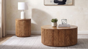 Coffey Light Brown 2-Piece Round Coffee And End Table Set - Ornate Home