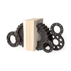 Cogsworth Brown Resin Industrial Gear Bookends (Set of 2) - Ornate Home