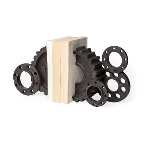 Cogsworth Brown Resin Industrial Gear Bookends (Set of 2) - Ornate Home