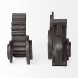 Cogsworth Brown Resin Industrial Gear Bookends (Set of 2) - Ornate Home