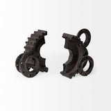 Cogsworth Brown Resin Industrial Gear Bookends (Set of 2) - Ornate Home