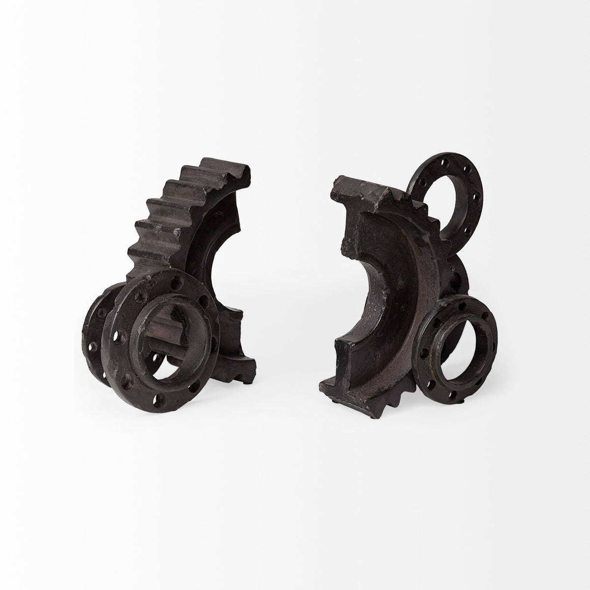 Cogsworth Brown Resin Industrial Gear Bookends (Set of 2) - Ornate Home