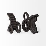 Cogsworth Brown Resin Industrial Gear Bookends (Set of 2) - Ornate Home