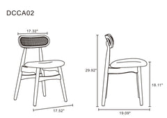 Colbert Dining Chair in Black and Cane with Grey Upholstered Seating (set of 4) - Ornate Home