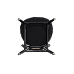 Colbert Dining Chair in Black and Cane with Grey Upholstered Seating (set of 4) - Ornate Home