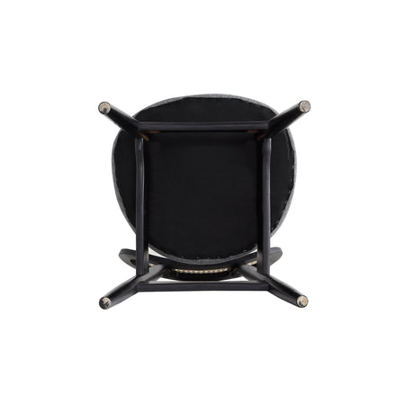 Colbert Dining Chair in Black and Cane with Grey Upholstered Seating (set of 4) - Ornate Home