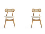 Colbert Dining Chair in Nature and Cane with Oatmeal Upholstered Seating (set of 2) - Ornate Home