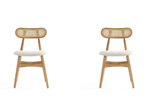 Colbert Dining Chair in Nature and Cane with Oatmeal Upholstered Seating (set of 2) - Ornate Home