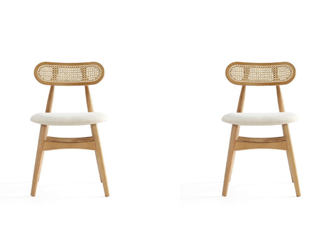 Colbert Dining Chair in Nature and Cane with Oatmeal Upholstered Seating (set of 2) - Ornate Home