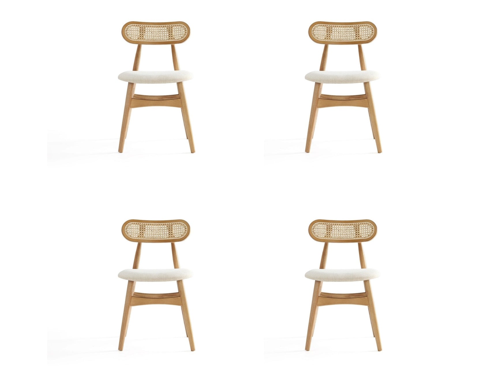 Colbert Dining Chair in Nature and Cane with Oatmeal Upholstered Seating (set of 4) - Ornate Home