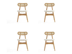 Colbert Dining Chair in Nature and Cane with Oatmeal Upholstered Seating (set of 4) - Ornate Home