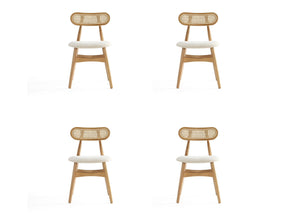 Colbert Dining Chair in Nature and Cane with Oatmeal Upholstered Seating (set of 4) - Ornate Home