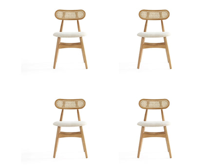Colbert Dining Chair in Nature and Cane with Oatmeal Upholstered Seating (set of 4) - Ornate Home
