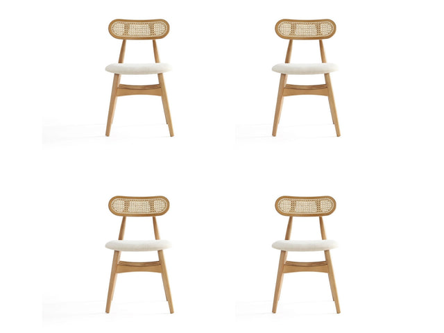 Colbert Dining Chair in Nature and Cane with Oatmeal Upholstered Seating (set of 4) - Ornate Home