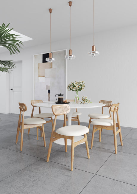 Colbert Dining Chair in Nature and Cane with Oatmeal Upholstered Seating (set of 4) - Ornate Home