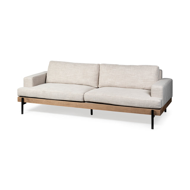 Colburne Beige 95" Upholstered Three Seater Sofa