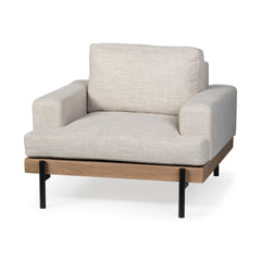Colburne Beige Fabric with Wood and Iron Frame Accent Chair