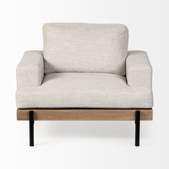Colburne Beige Fabric with Wood and Iron Frame Accent Chair
