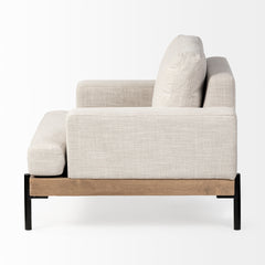 Colburne Beige Fabric with Wood and Iron Frame Accent Chair