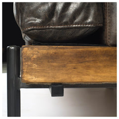 Colburne Brown Leather Body Wood/Iron Frame Club Chair