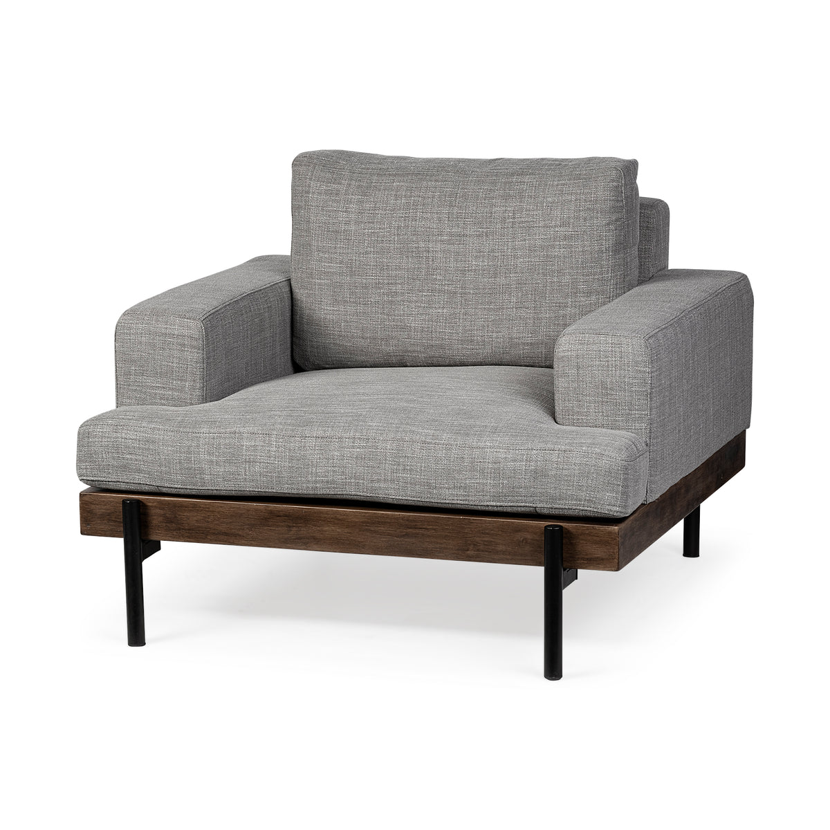 Colburne Gray Fabric with Wood and Iron Frame Accent Chair - Ornate Home