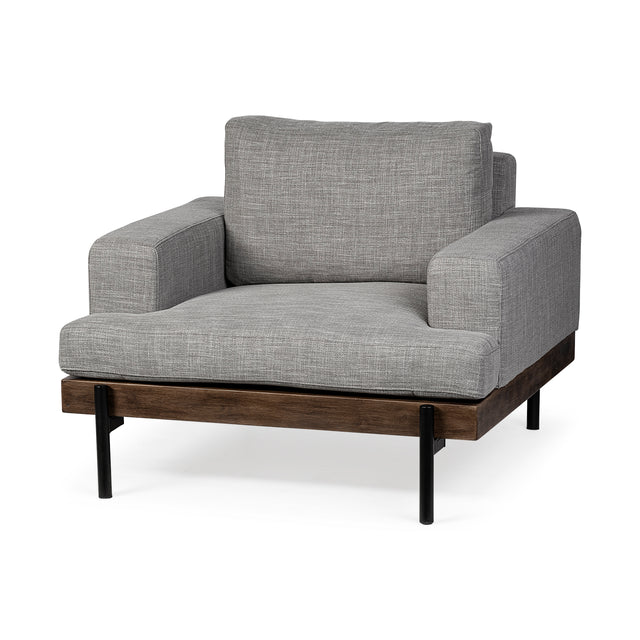 Colburne Gray Fabric with Wood and Iron Frame Accent Chair - Ornate Home