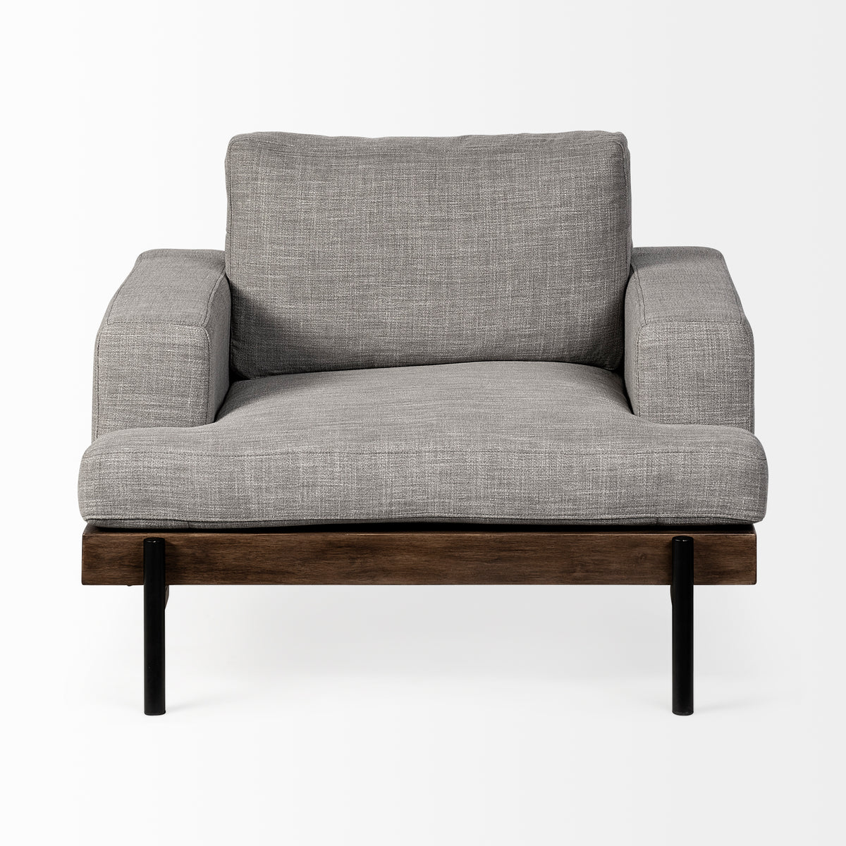 Colburne Gray Fabric with Wood and Iron Frame Accent Chair - Ornate Home