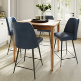 Colby Natural/Blueberry Counter Dining Table w/ 4 Maddox Stools - Ornate Home