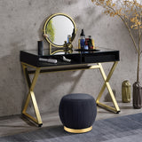 Coleen Black Vanity Desk w/Mirror & Jewelry Tray - Ornate Home
