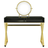 Coleen Black Vanity Desk w/Mirror & Jewelry Tray - Ornate Home