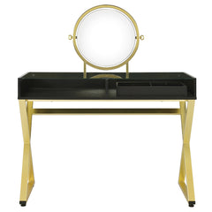 Coleen Black Vanity Desk w/Mirror & Jewelry Tray - Ornate Home
