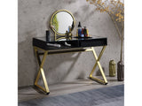 Coleen Black Vanity Desk w/Mirror & Jewelry Tray - Ornate Home