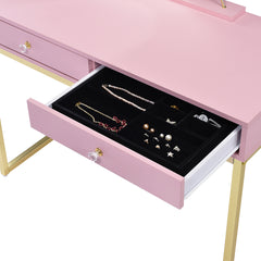 Coleen Pink Vanity Desk w/Mirror & Jewelry Tray - Ornate Home