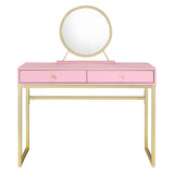 Coleen Pink Vanity Desk w/Mirror & Jewelry Tray - Ornate Home