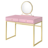 Coleen Pink Vanity Desk w/Mirror & Jewelry Tray - Ornate Home