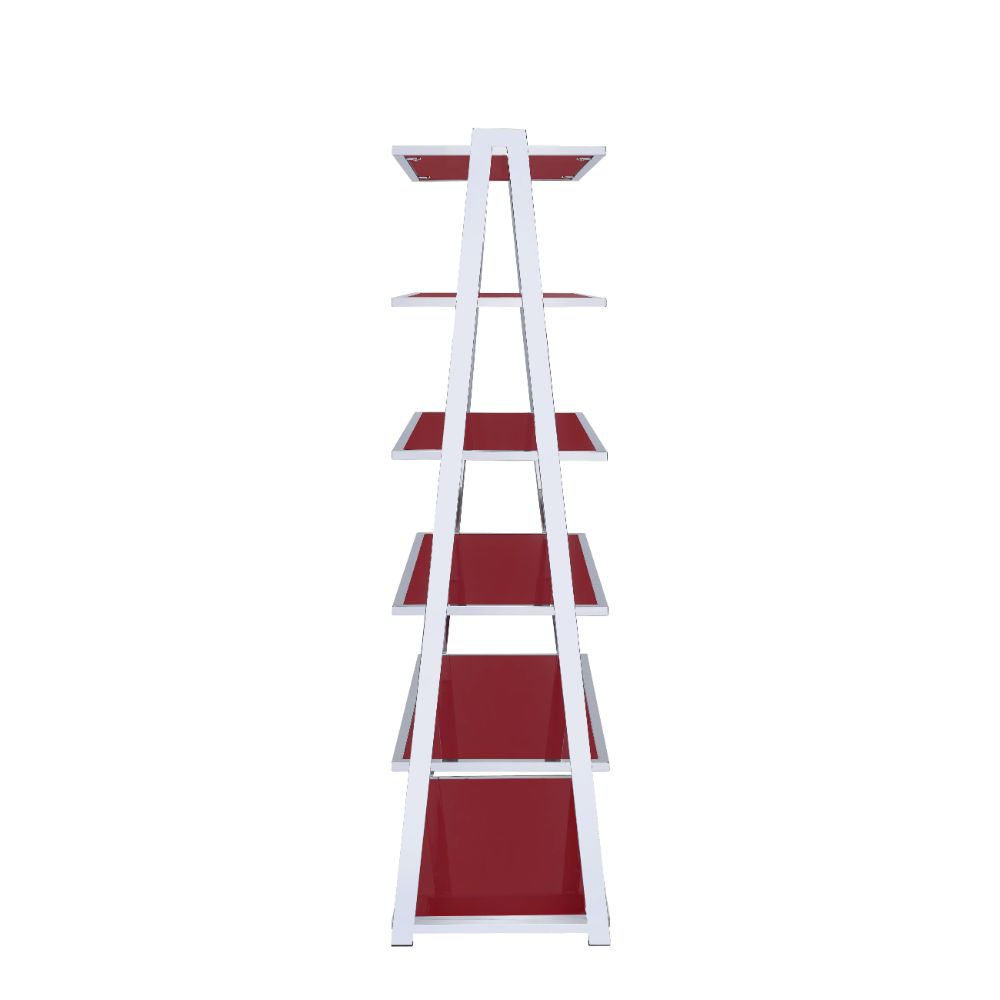 Coleen Red/Chrome Bookshelf - Ornate Home