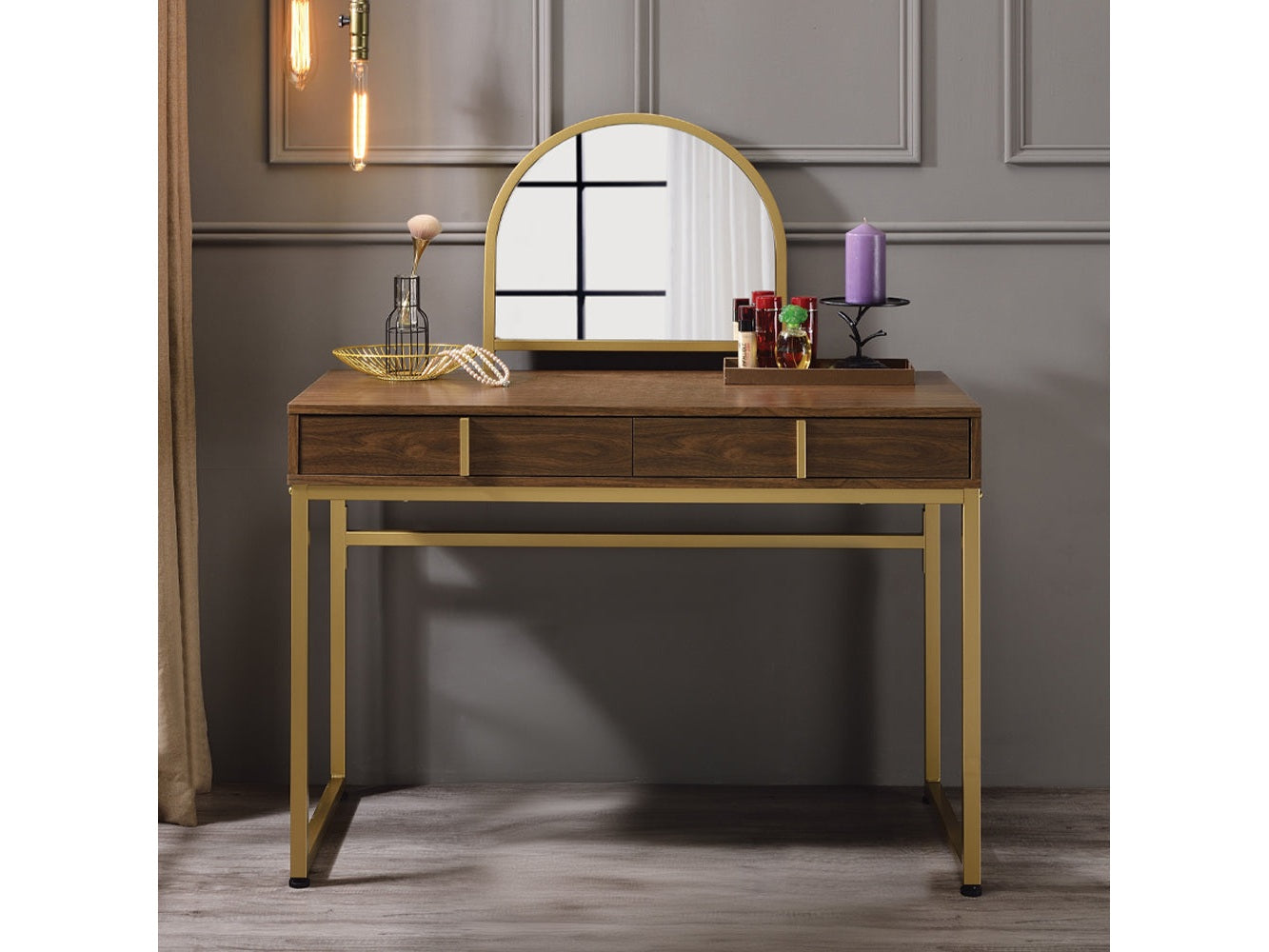 Coleen Walnut Vanity Desk - Ornate Home