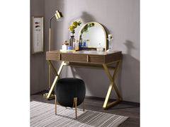 Coleen Walnut Vanity Desk w/Mirror & Jewelry Tray - Ornate Home