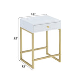 Coleen White & Brass Side Table - Ornate Home