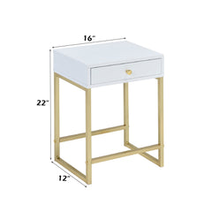 Coleen White & Brass Side Table - Ornate Home