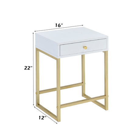 Coleen White & Brass Side Table - Ornate Home