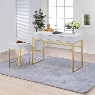 Coleen White & Brass Side Table - Ornate Home