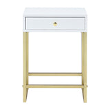 Coleen White & Brass Side Table - Ornate Home